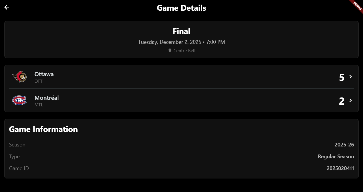NHL Scores Mobile Application thumbnail 2